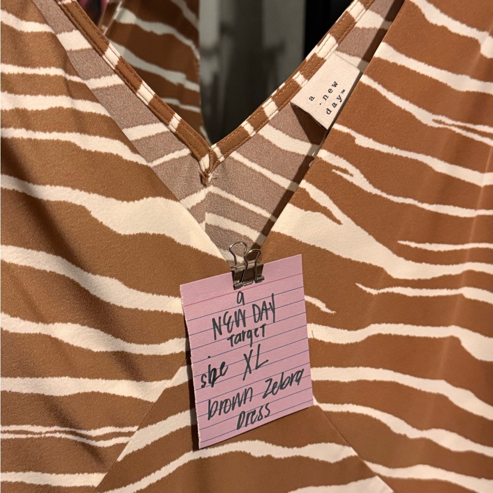Brown and cream zebra pattern dress